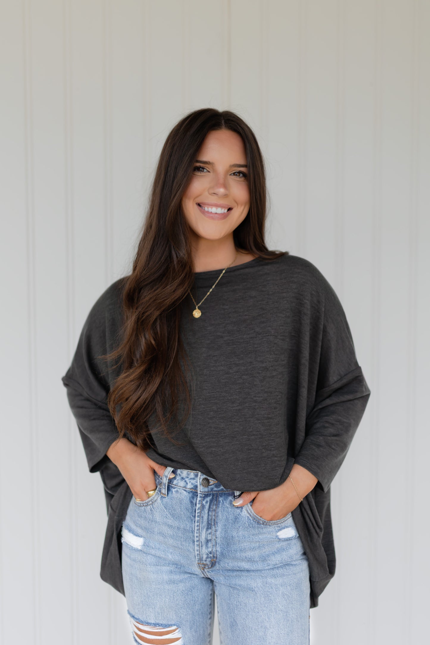 Sunday Stroll Oversized Tee / Charcoal Gray