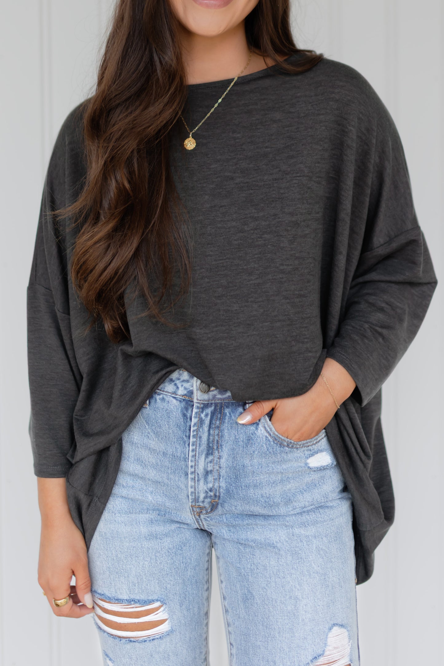 Sunday Stroll Oversized Tee / Charcoal Gray