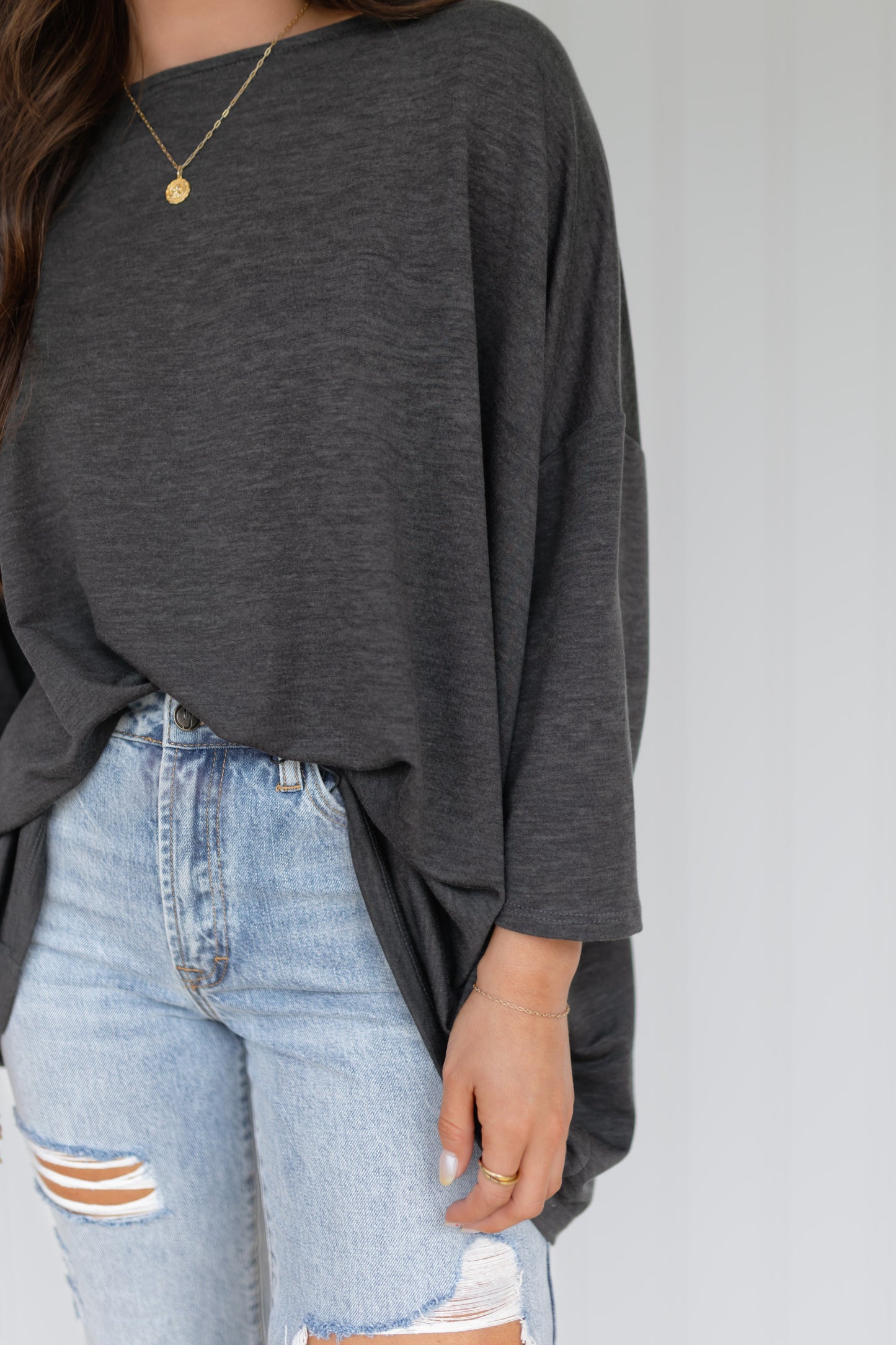 Sunday Stroll Oversized Tee / Charcoal Gray