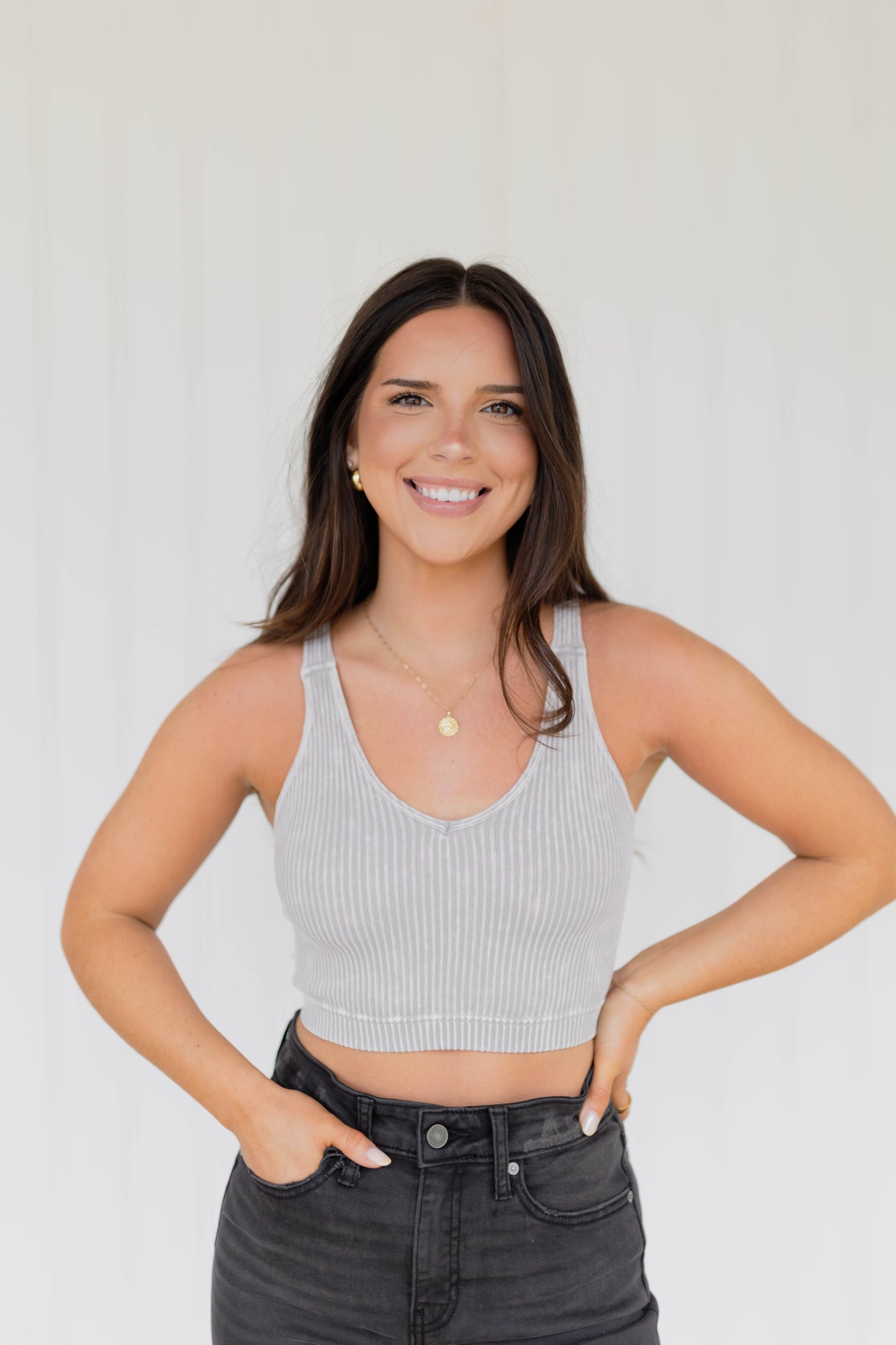 Ribbed Crop Tank / Sleet