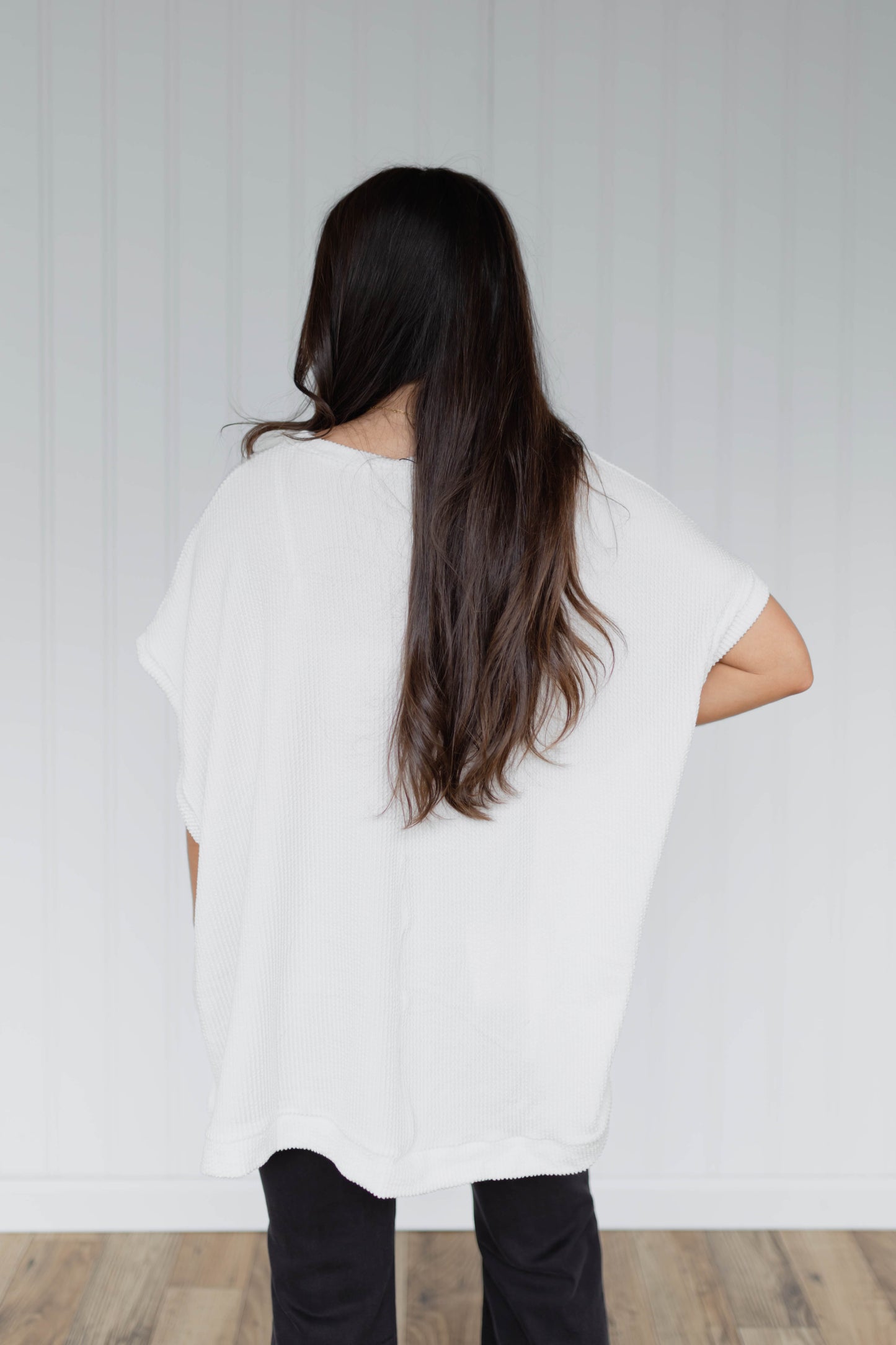 Oversized Textured Knit Top / Off White