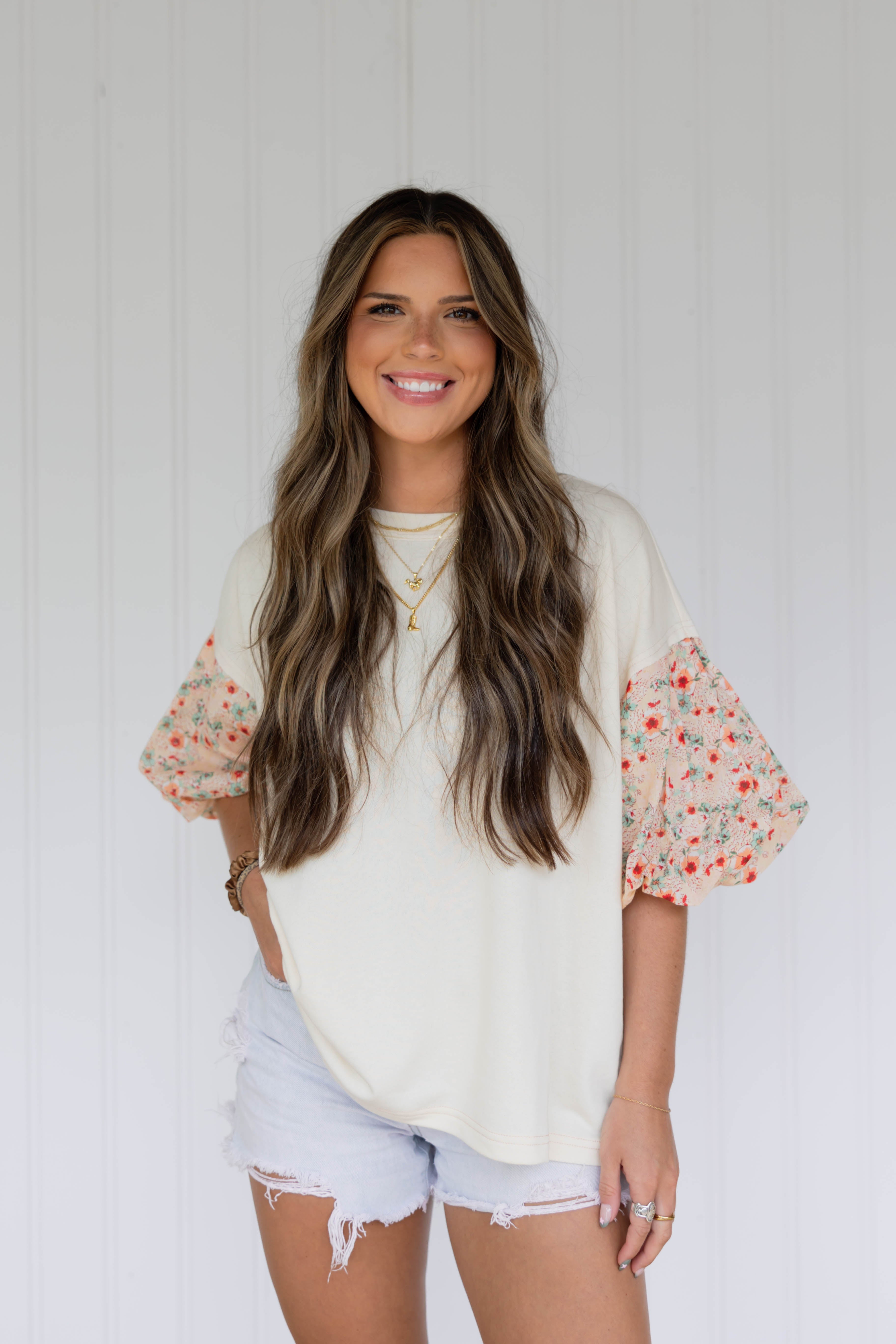 Floral Bubble Sleeve Top – Two Twelve Boutique