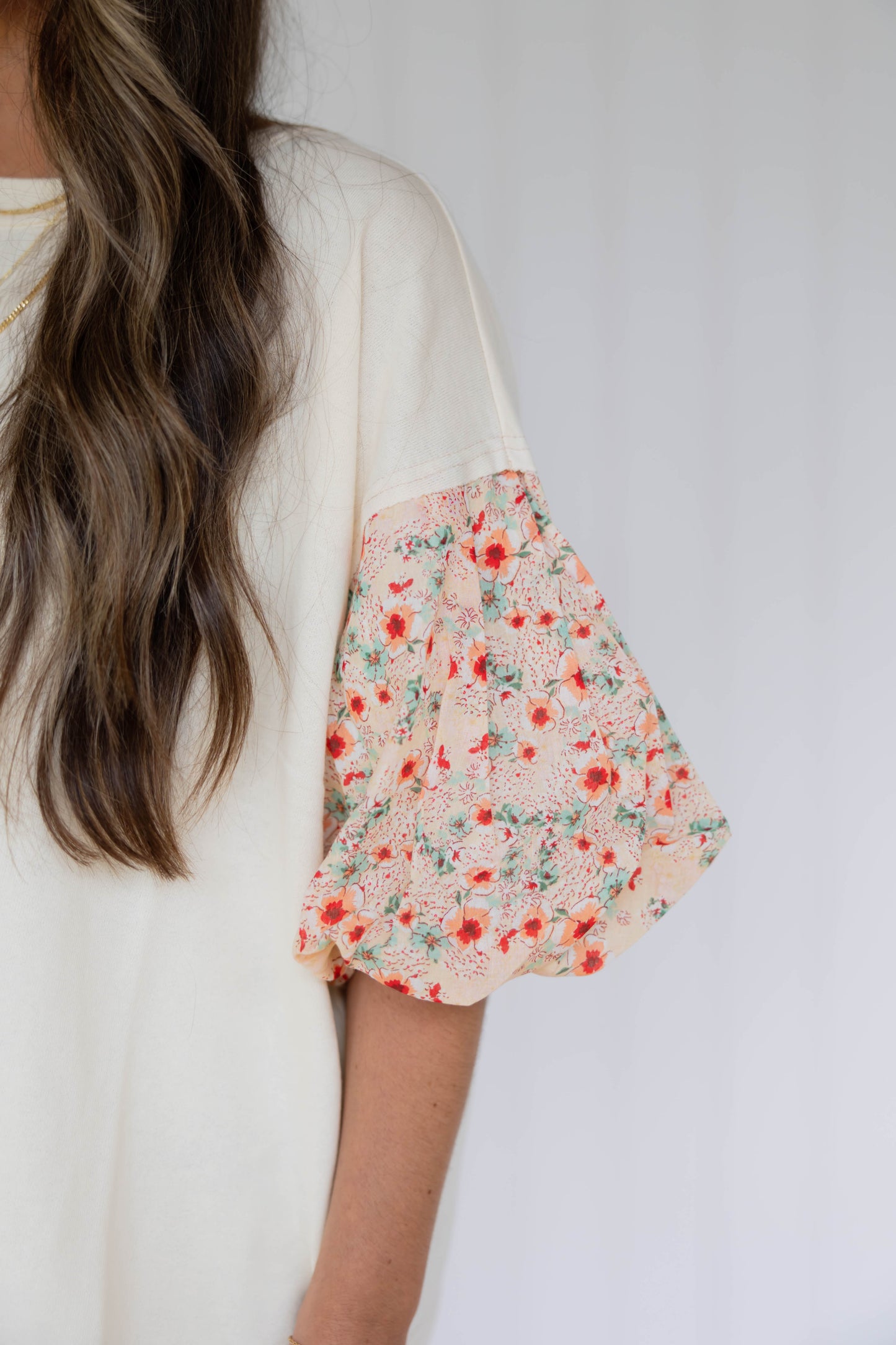 Floral Bubble Sleeve Top
