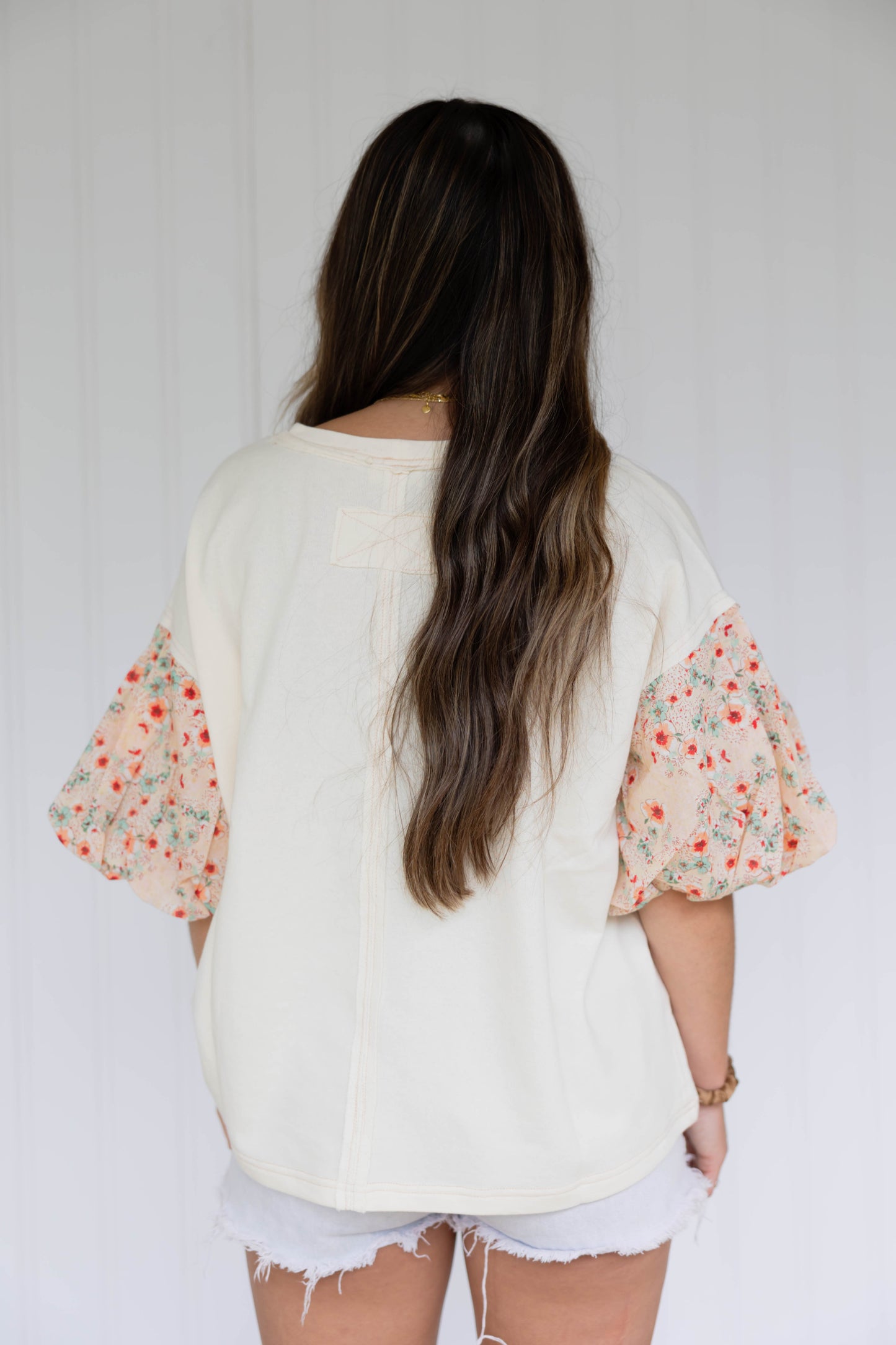 Floral Bubble Sleeve Top