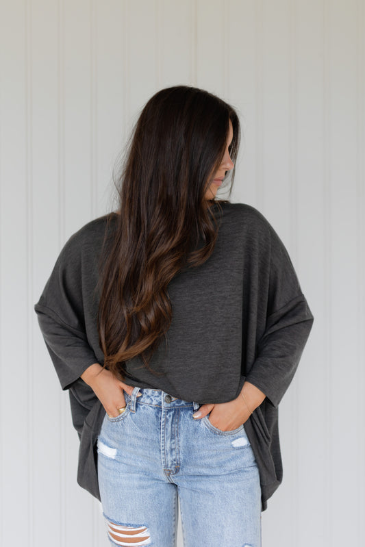 Sunday Stroll Oversized Tee / Charcoal Gray