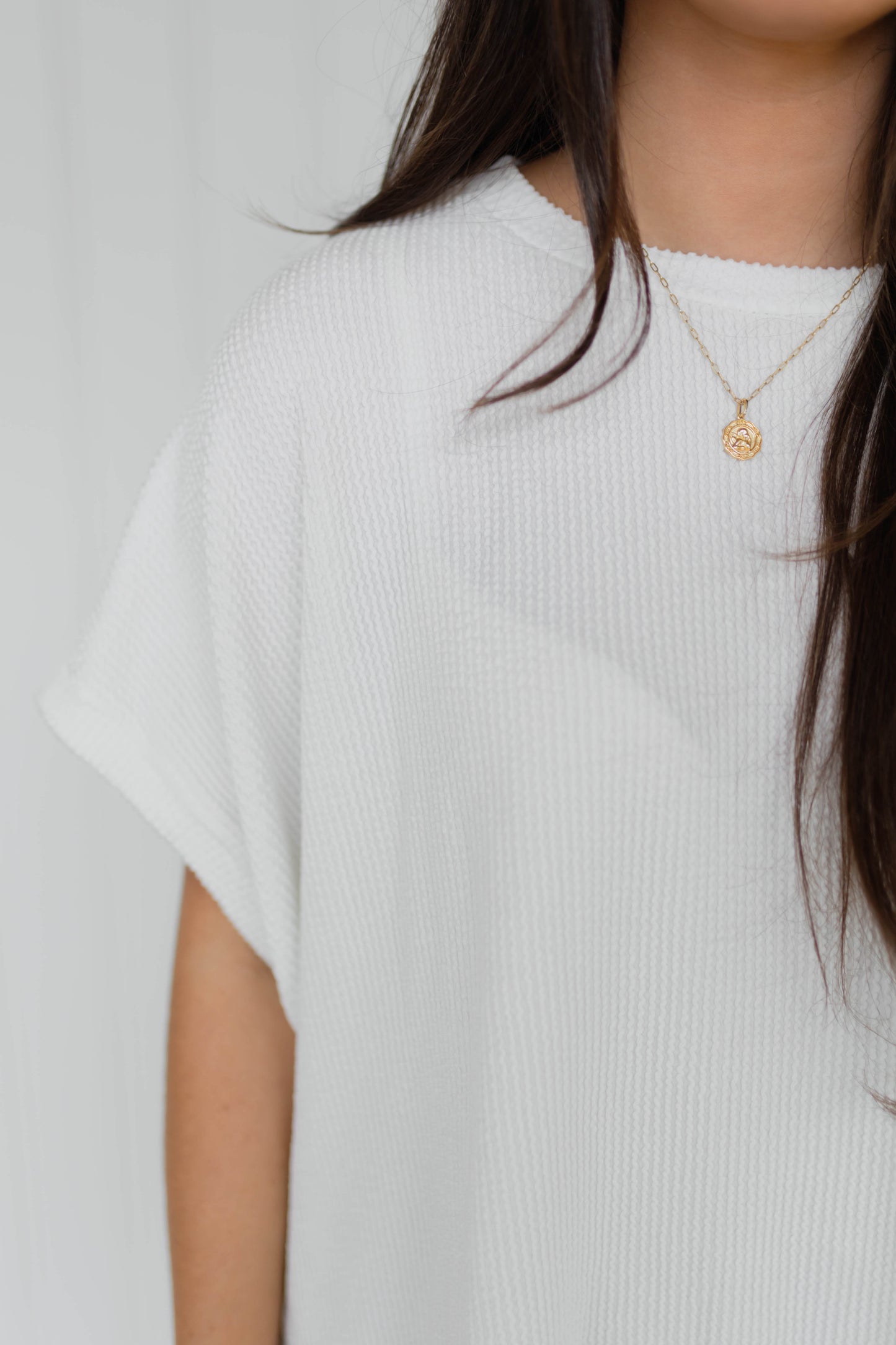 Oversized Textured Knit Top / Off White
