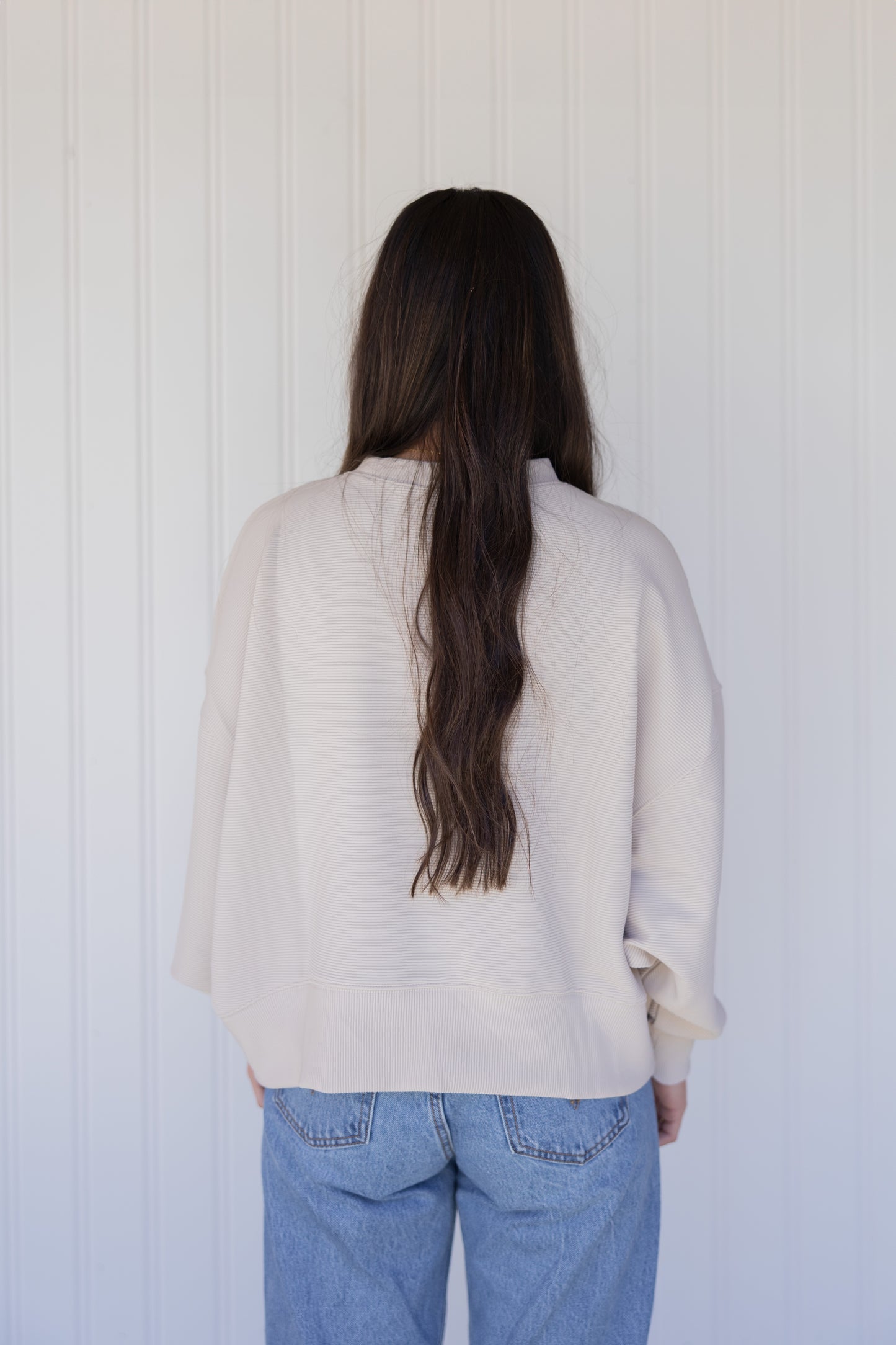 Ribbed Balloon Sleeve Pullover