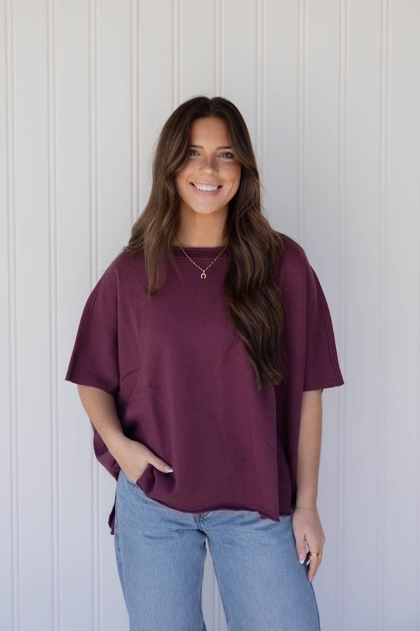 Malibu Vintage Dolman Top - Dark Plum