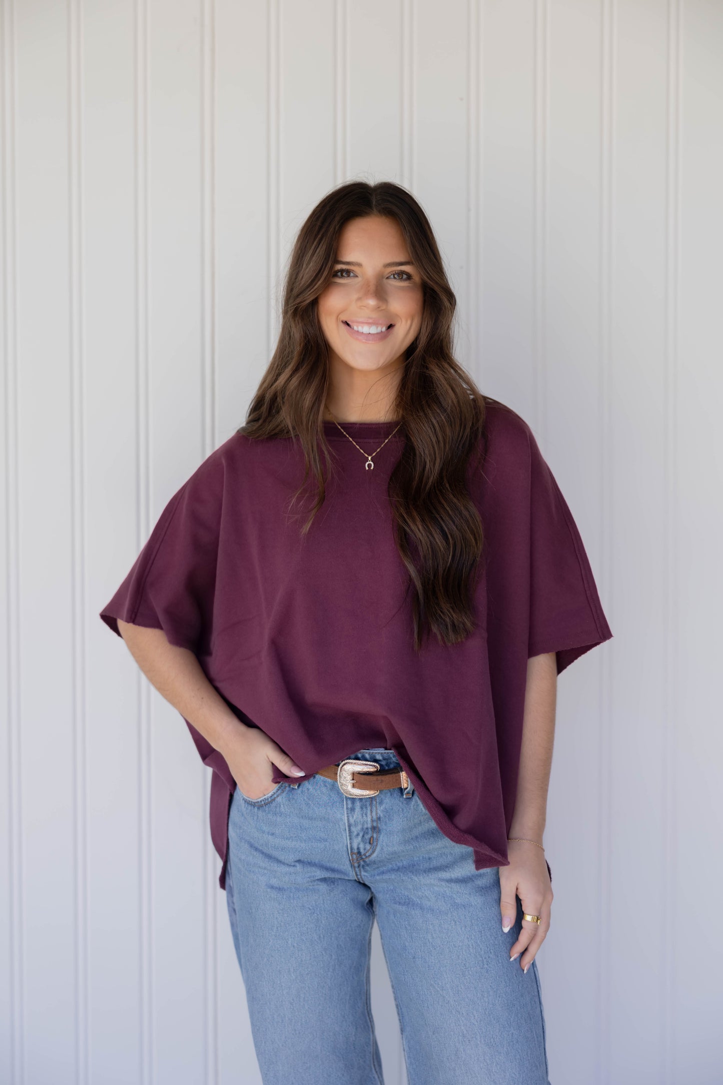 Malibu Vintage Dolman Top - Dark Plum