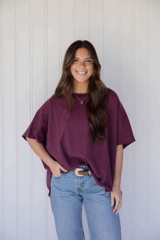 Malibu Vintage Dolman Top - Dark Plum
