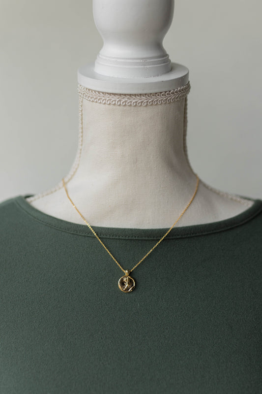 Flower Coin Pendant Necklace