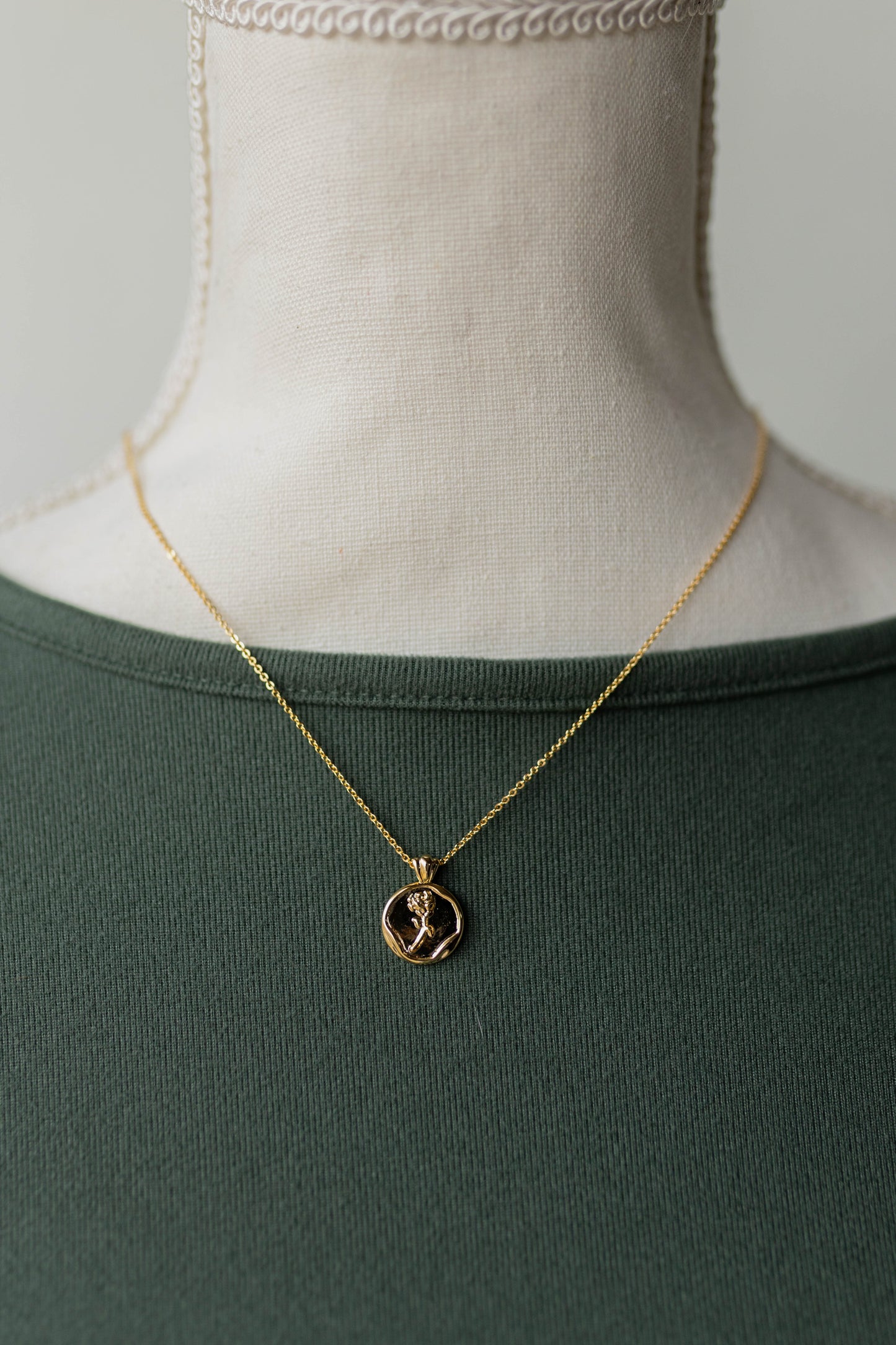 Flower Coin Pendant Necklace