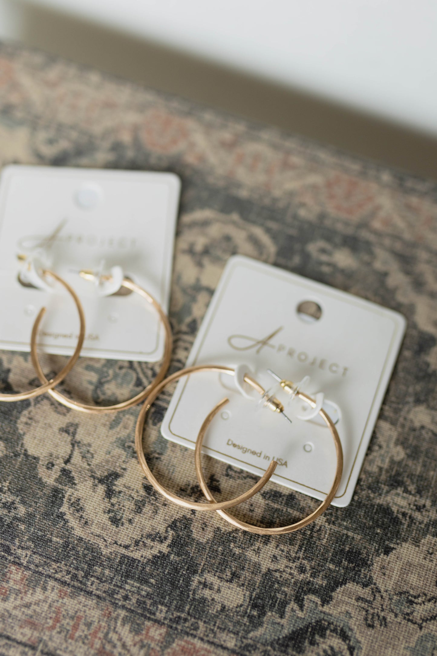 Hammered Hoop Earrings - Gold