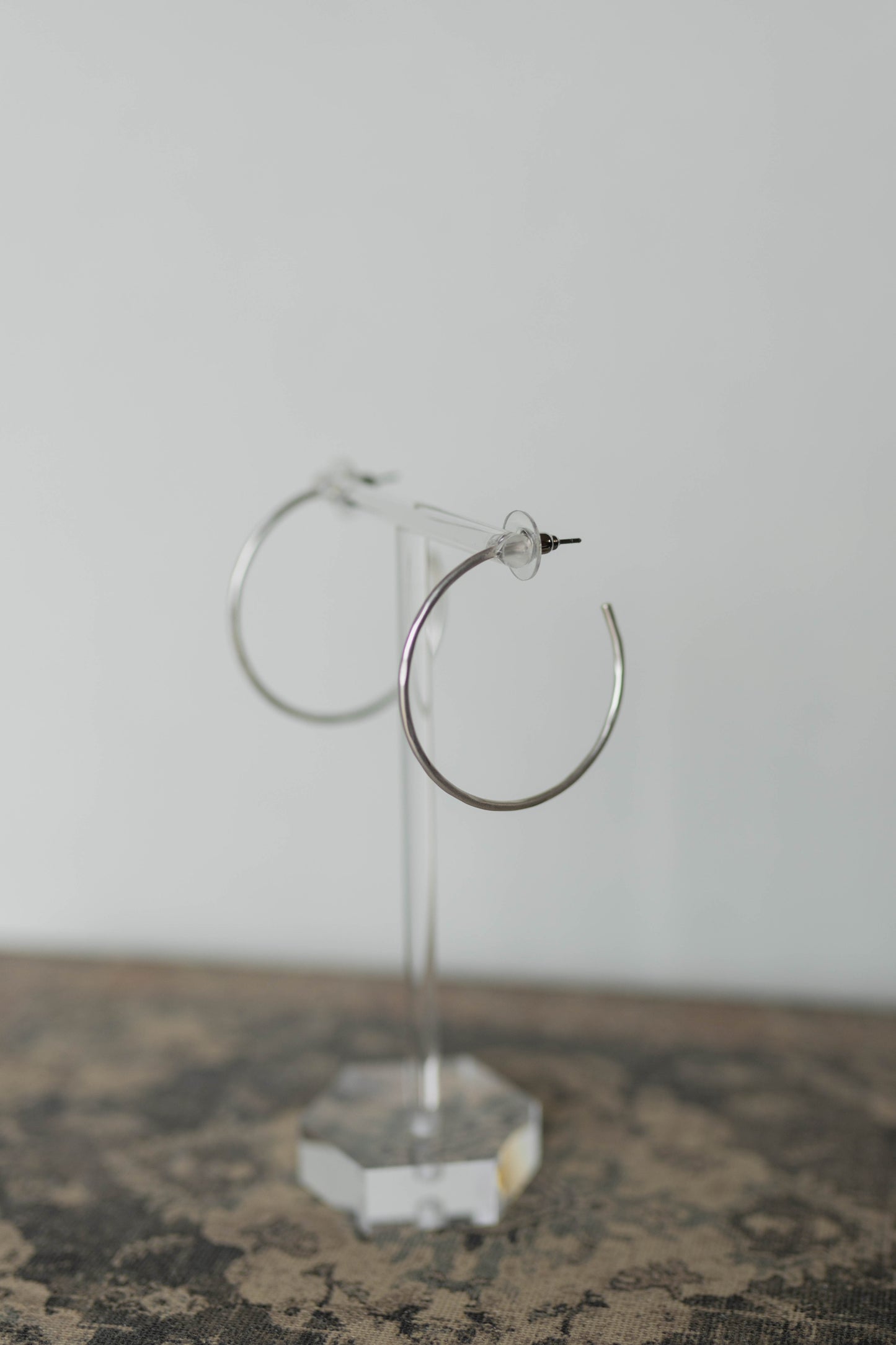 Hammered Hoop Earrings - Silver