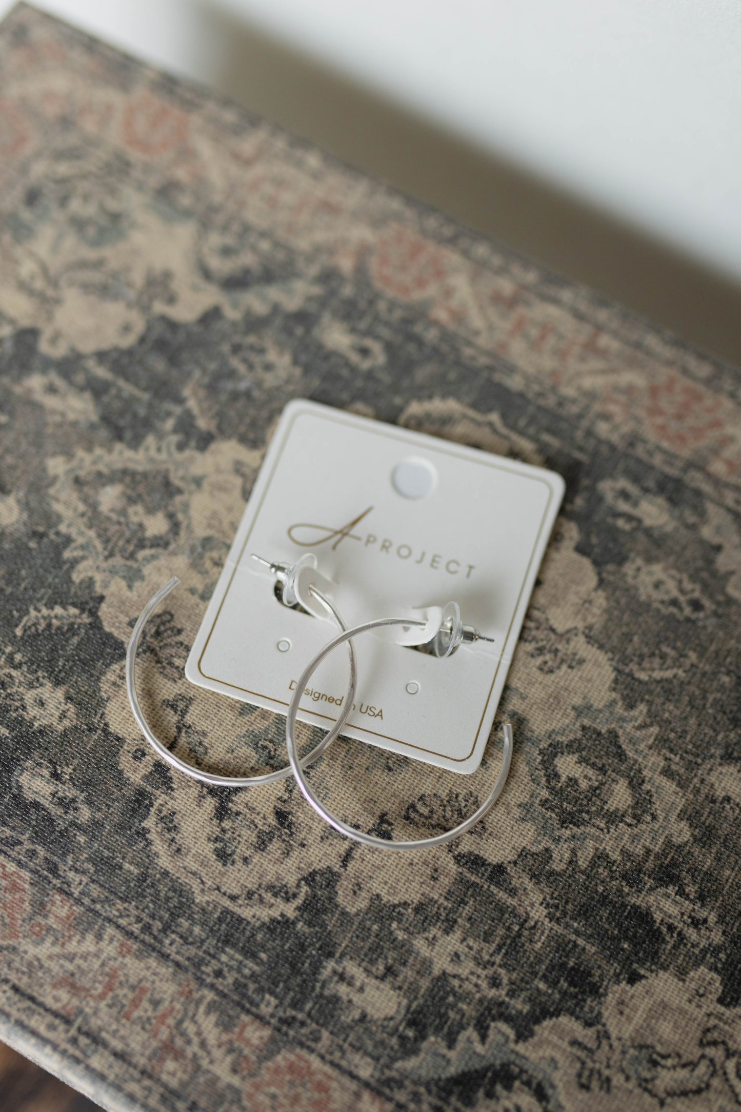 Hammered Hoop Earrings - Silver